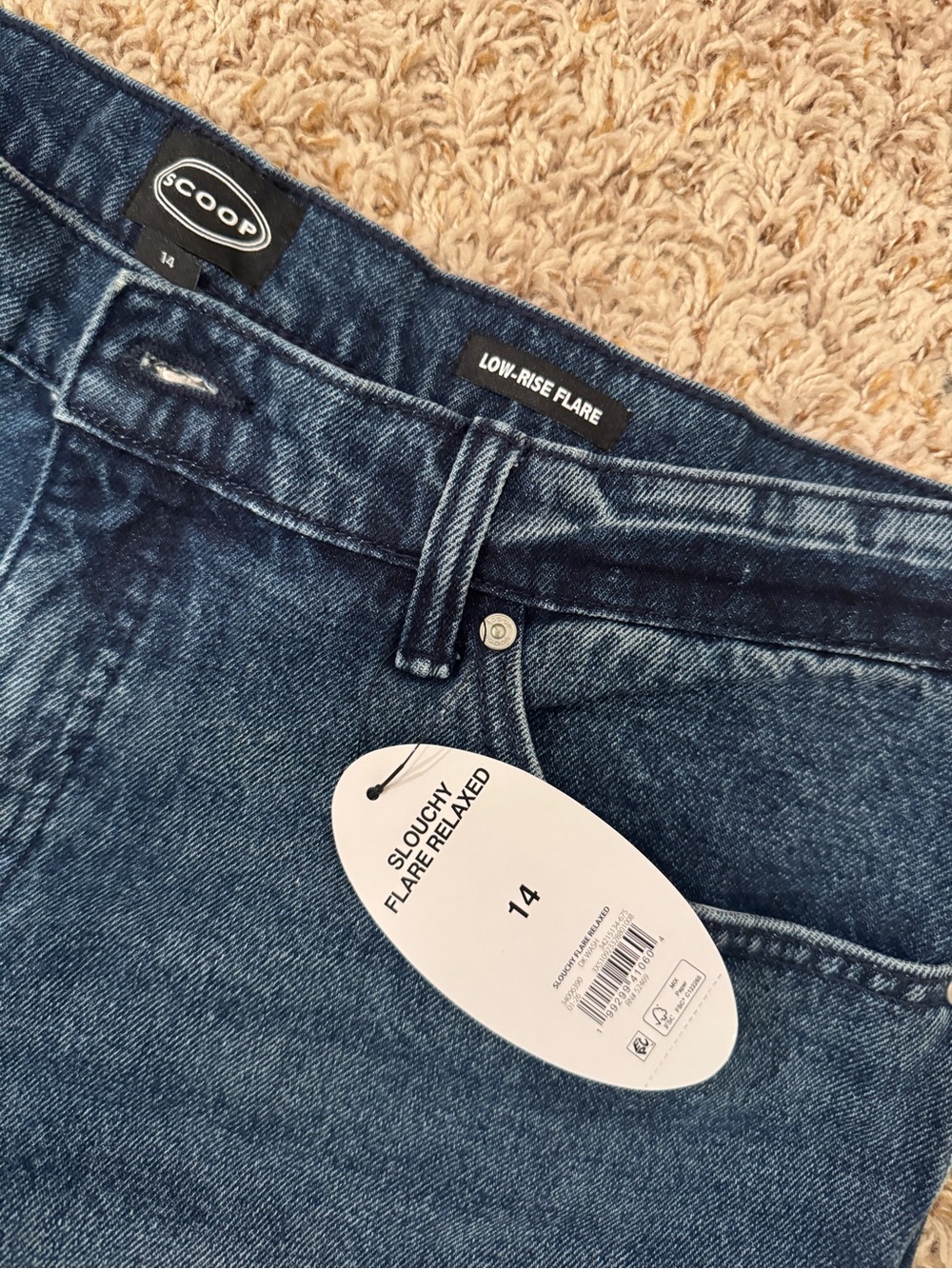 New Flare Slouchy Relaxed Wide Leg Jeans Dark Wash - Picture 5 of 7